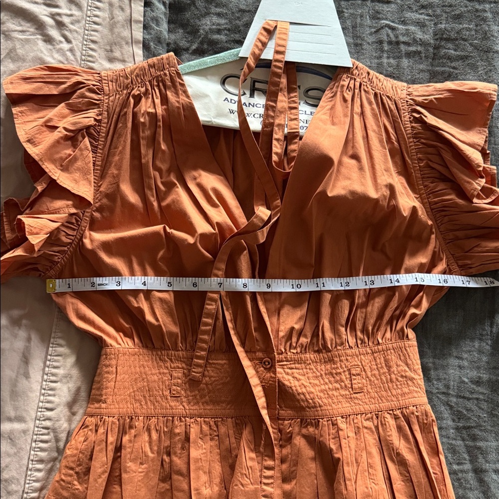 Cotton mini dress with belt - Picture 4 of 4